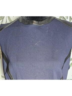 NWT Of Mercer Dress Blue Womens Size 12 Leather Stripe